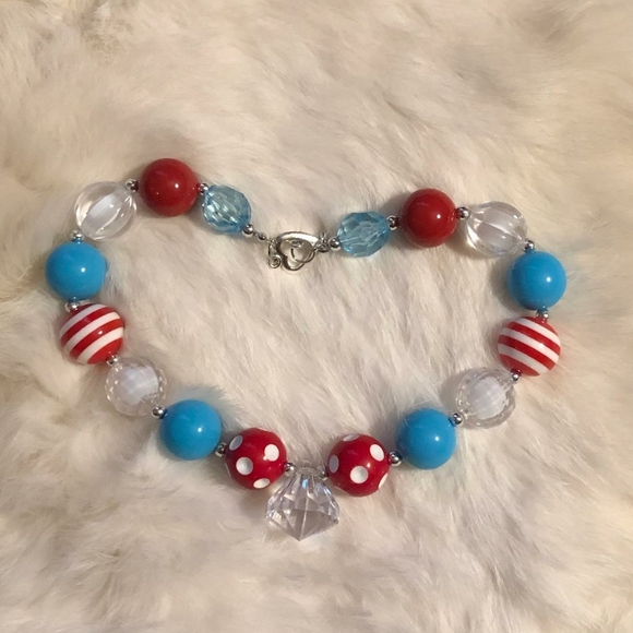 16" Red, White, Blue Beaded Necklace - Picture 1 of 1